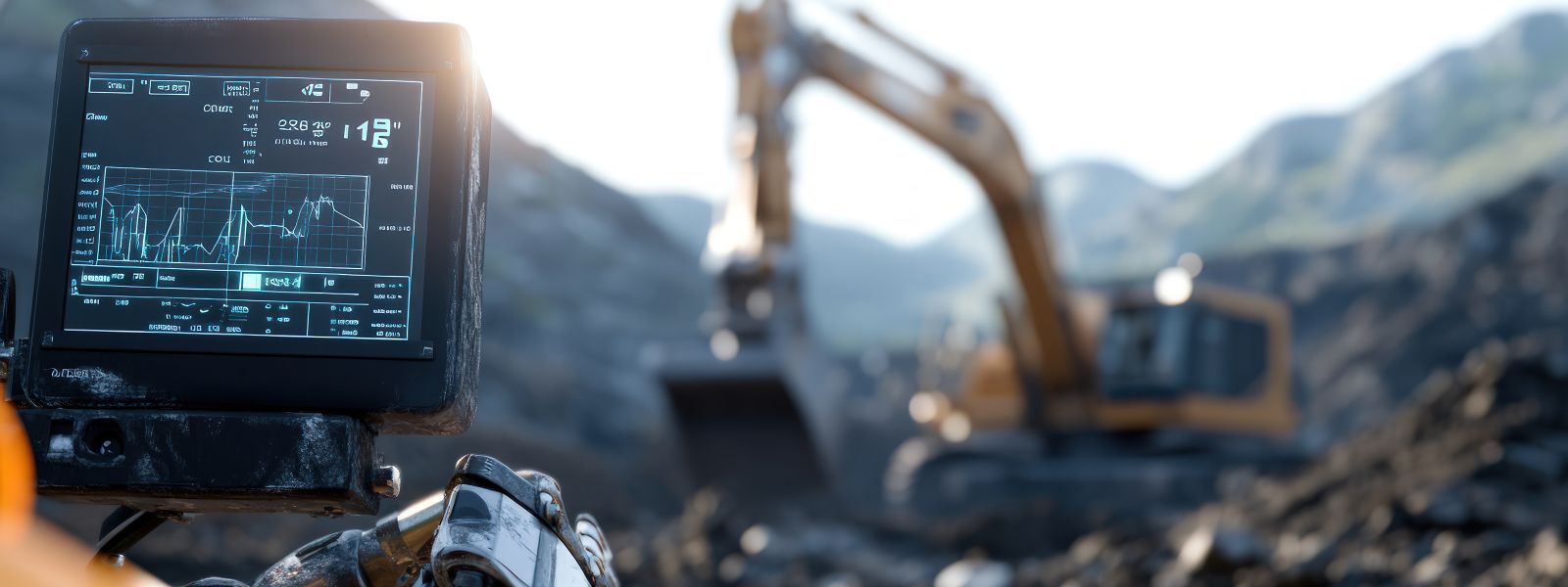 Operator controlling an excavator from the cab