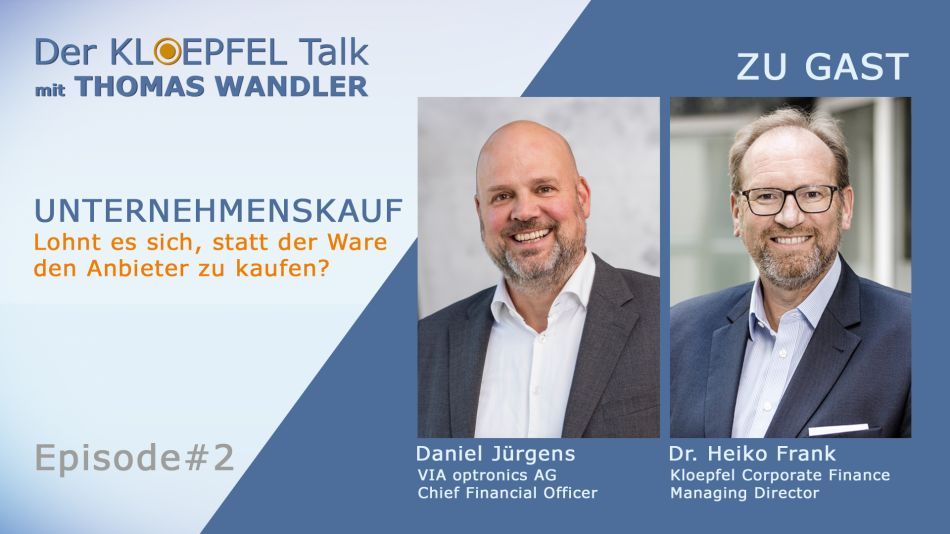Kloepfel Talks on "Increasing company value - the role of purchasing in M&A and IPOs".