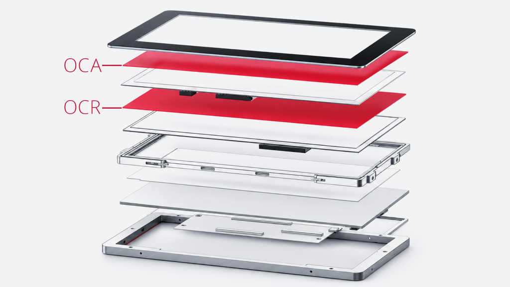 Exploded view of a VIA optronics display stack